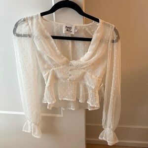 Princess Polly White Ruffled Crop Blouse